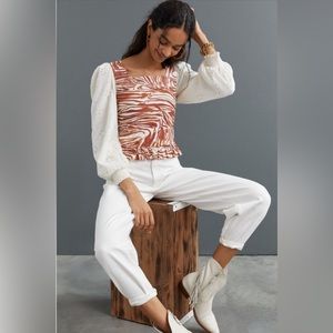 Smocked Puff-Sleeve Blouse